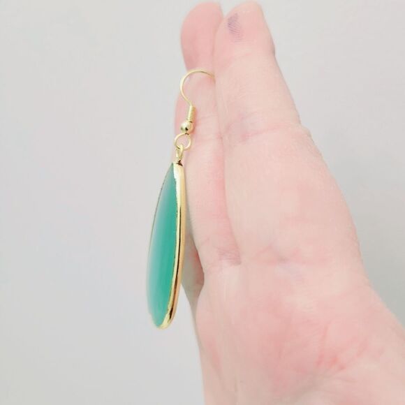Brand New Khloe Gold & Jade Colour Earrings - Picture 4 of 7